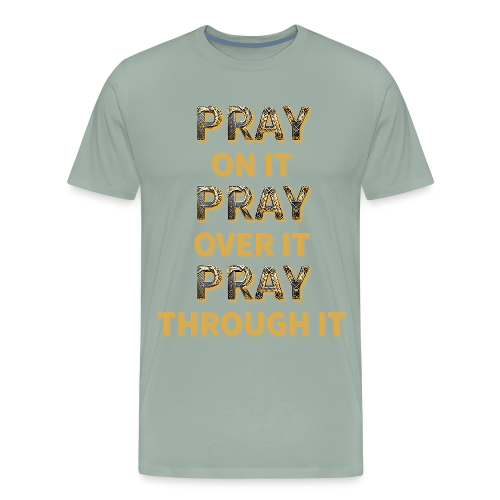 He Prays Without Ceasing Tee - steel green