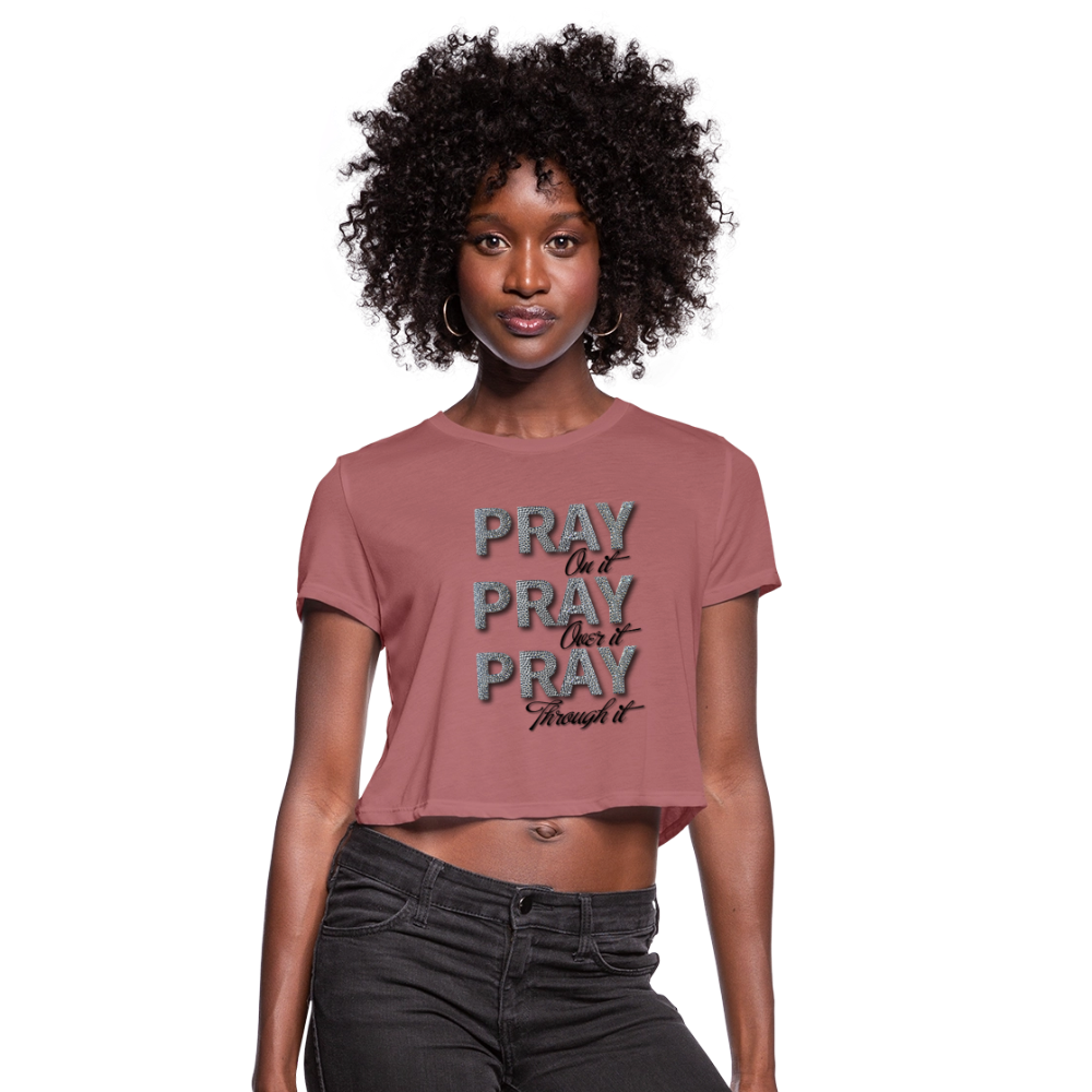 She Prays Without Ceasing Cropped Tee - mauve