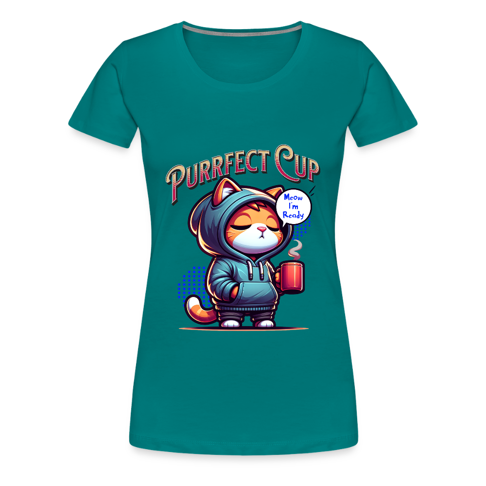 Purrfect Cup Tee (Women's) - teal