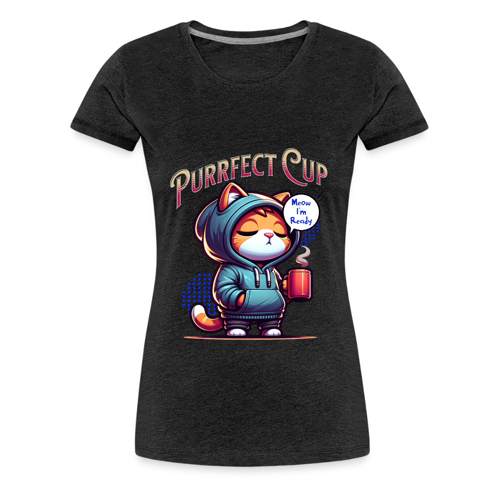Purrfect Cup Tee (Women's) - charcoal grey
