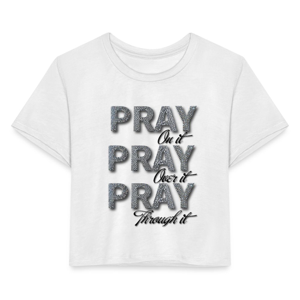 She Prays Without Ceasing Cropped Tee - white
