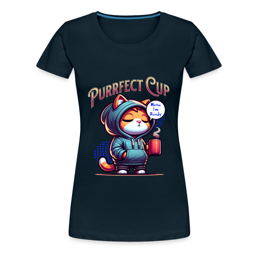 Purrfect Cup Tee (Women's) - deep navy