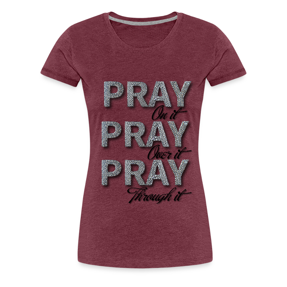 She Prays Without Ceasing Tee - heather burgundy