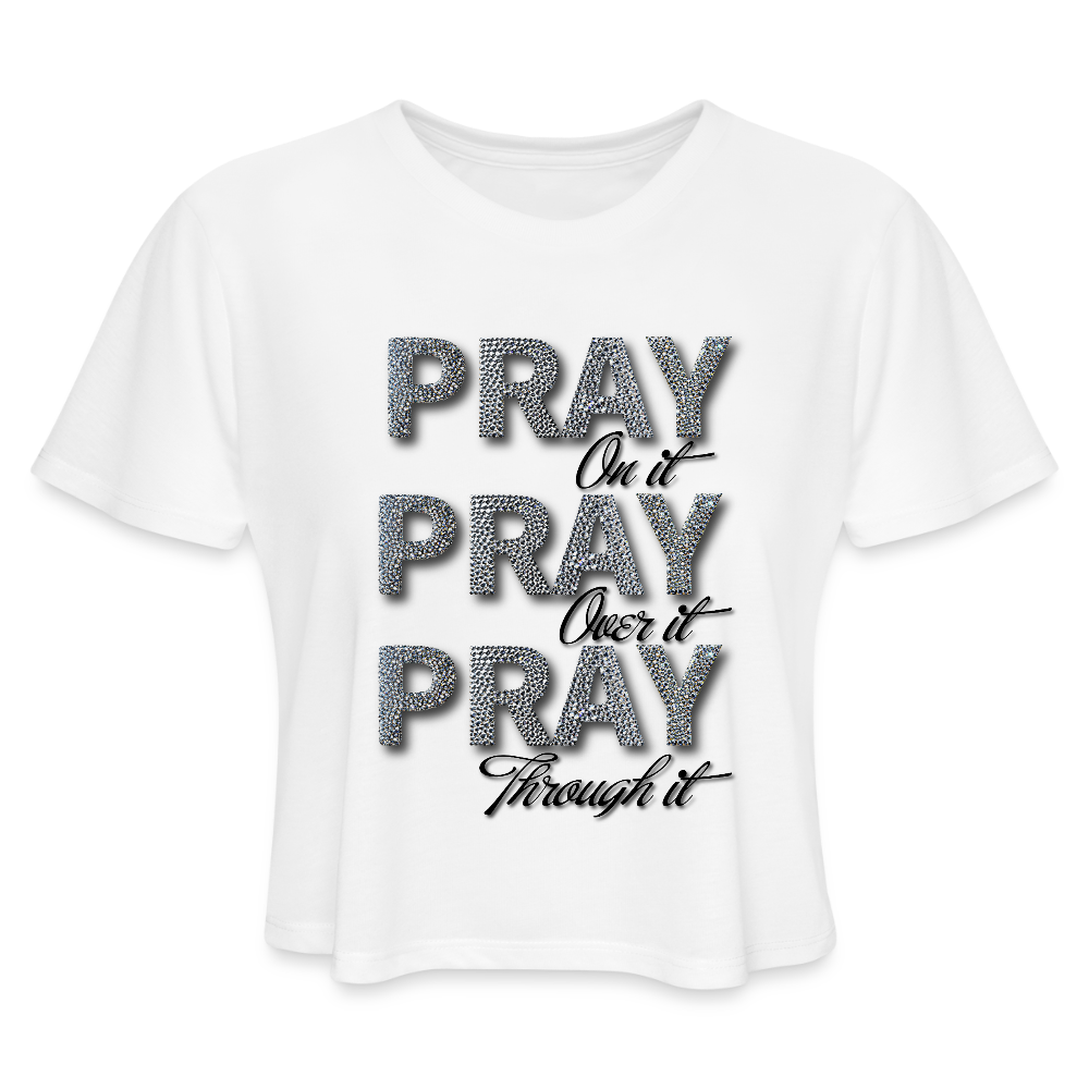 She Prays Without Ceasing Cropped Tee - white