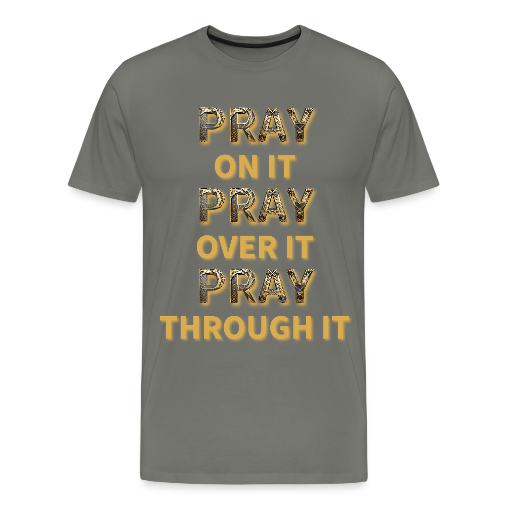 He Prays Without Ceasing Tee - asphalt gray