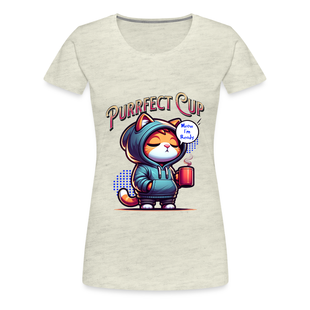 Purrfect Cup Tee (Women's) - heather oatmeal