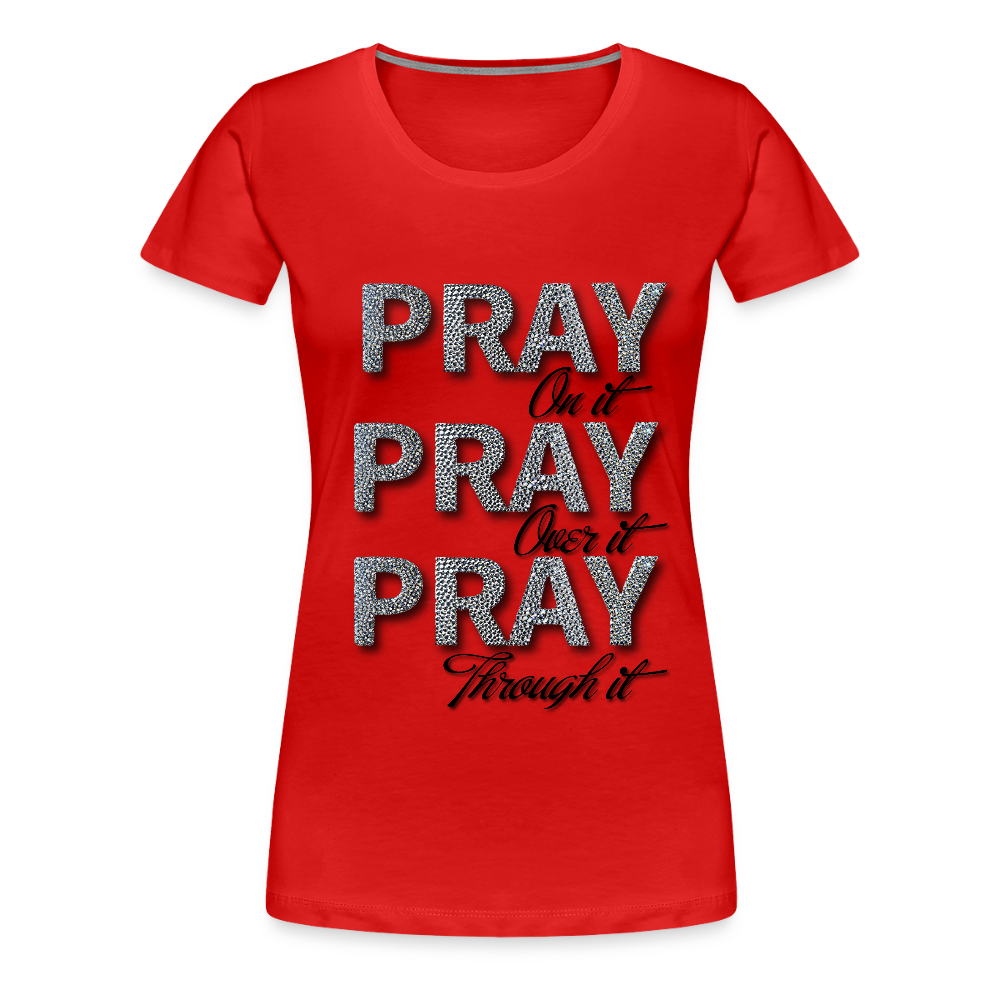 She Prays Without Ceasing Tee - red